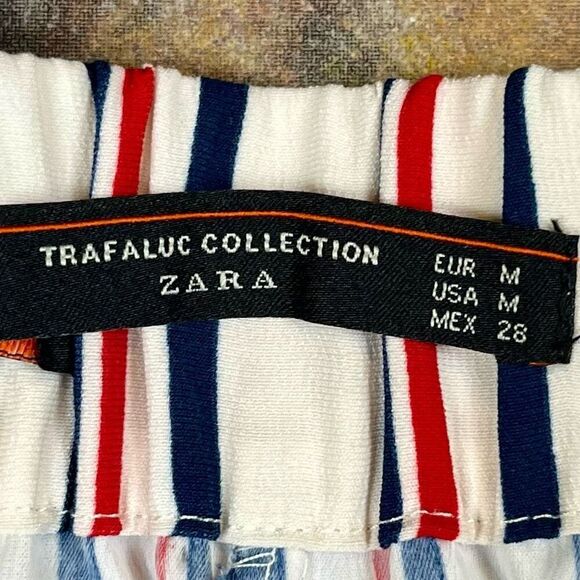 Zara Trafaluc Collection Cropped Wide Leg Striped America Pants Medium - Picture 11 of 12